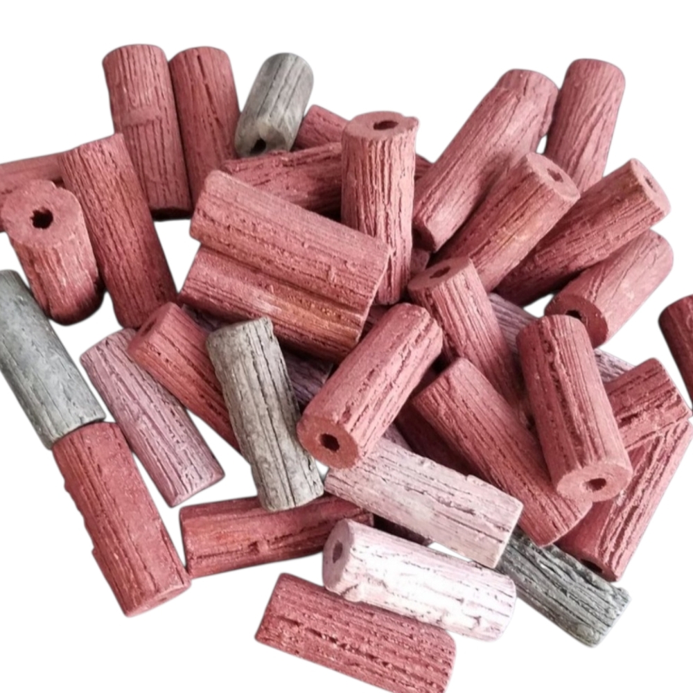40 clay BEADS handmade tubes natural last set!